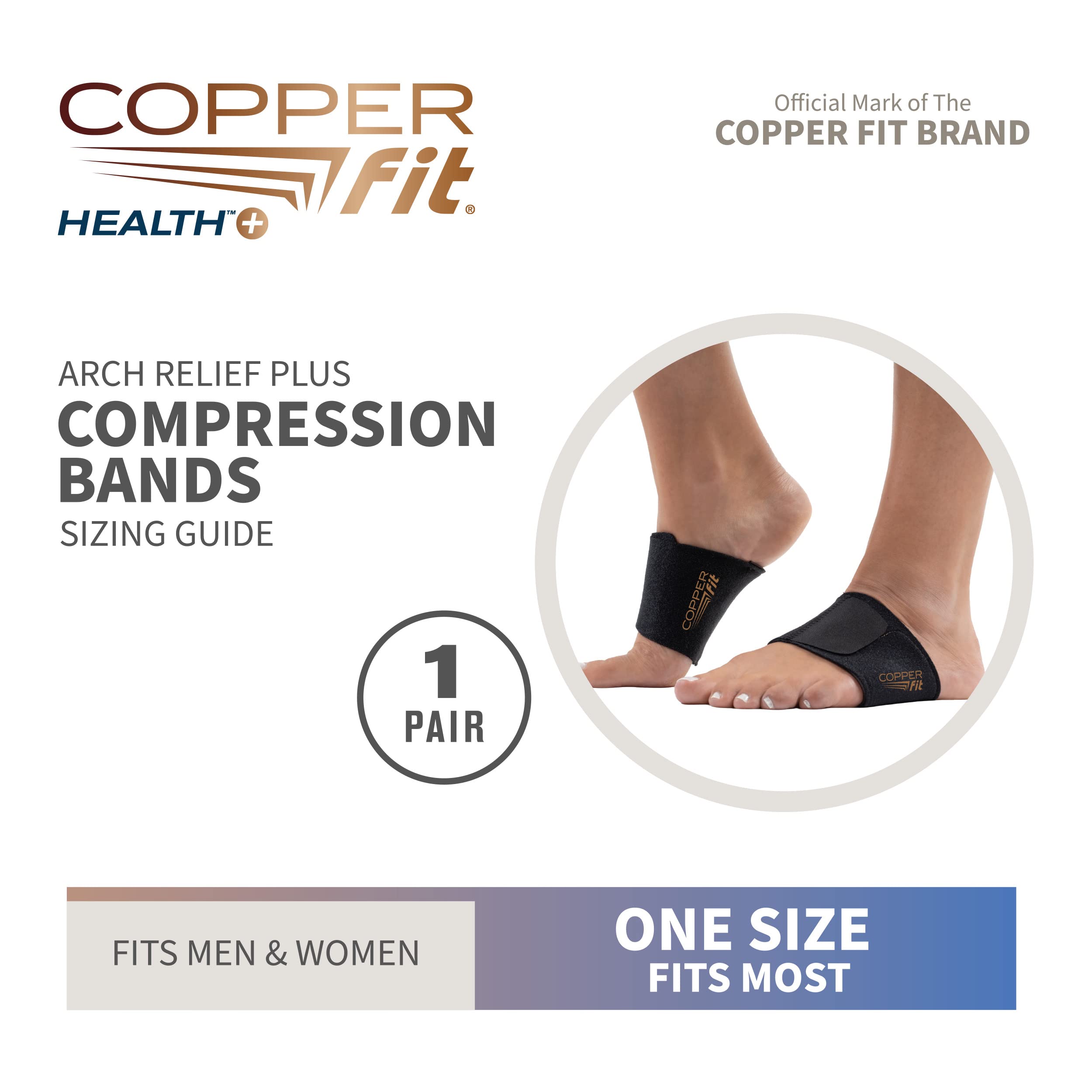 Copper Fit CFACBP Health Unisex Arch Relief Plus with Built-In Orthotic Support, Black - Image 5