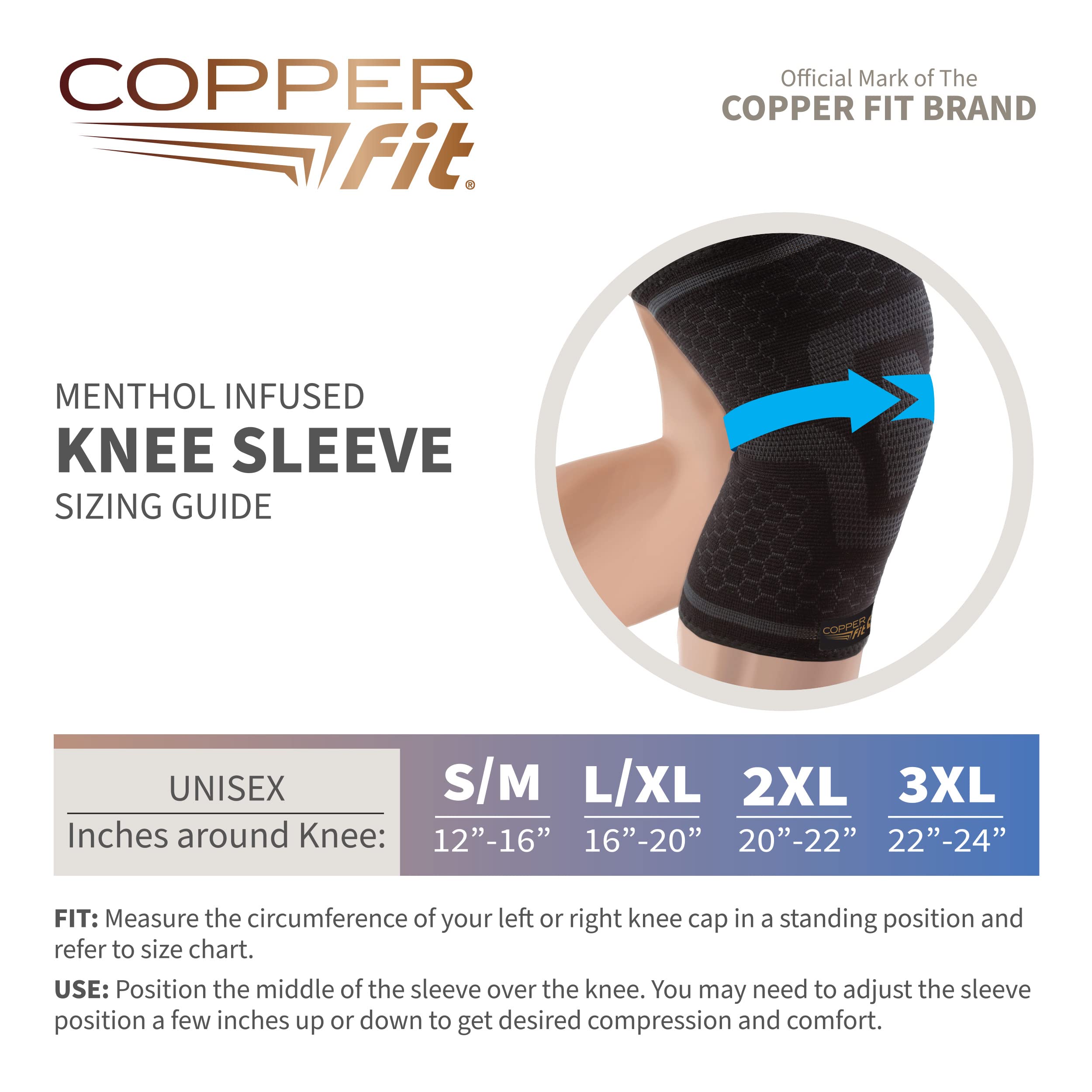 Copper Fit ICE Knee Compression Sleeve Infused with Menthol - Image 4