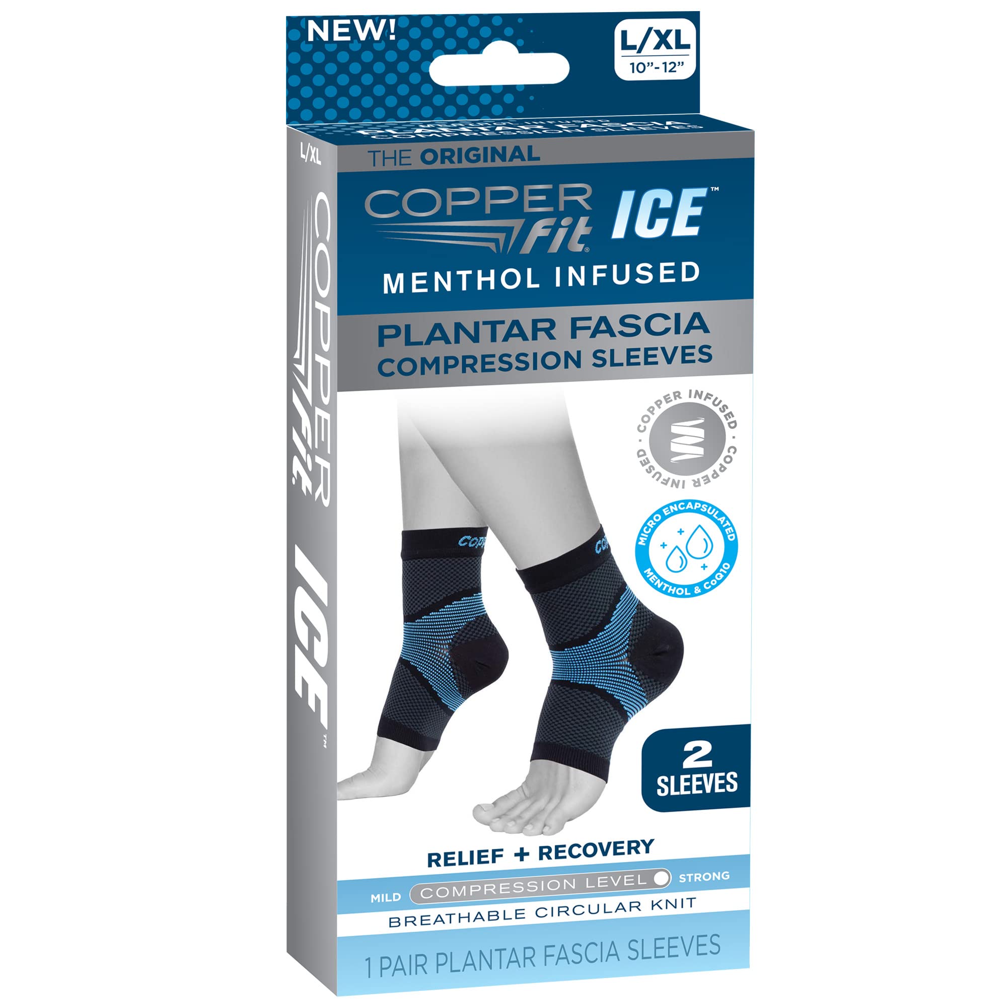Copper Fit ICE Plantar Fascia Compression Foot and Ankle Sleeve Infused with Menthol, 1 Pair - Image 5