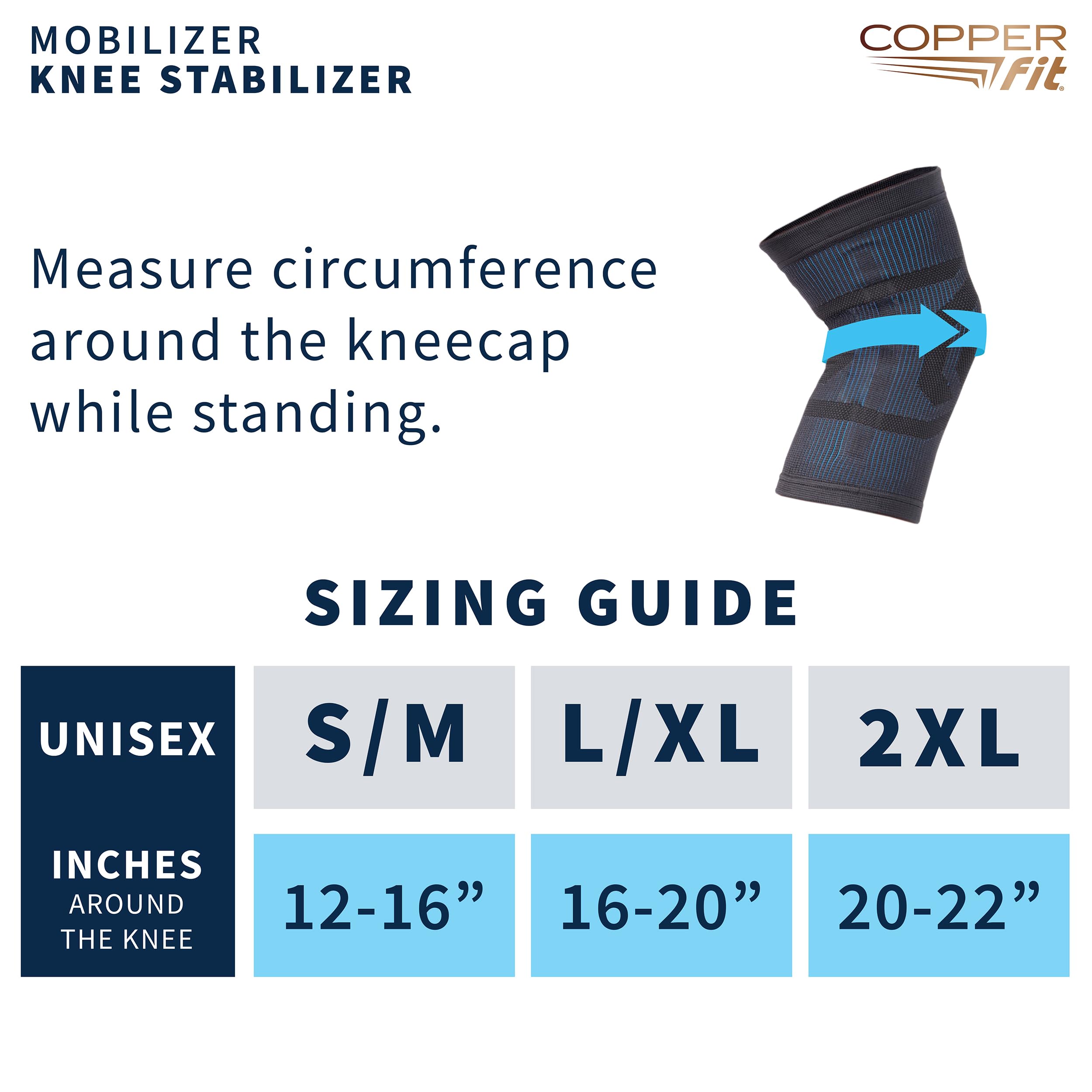 Copper Fit Mobilizer Knee Sleeve – ProSeries with Removable Side Stabilizers Knee Support for Advanced Recovery – Mobility, Knee Pain, Swelling, Inflammation, Circulation, Arthritis, Tendonitis (S/M) - Image 3