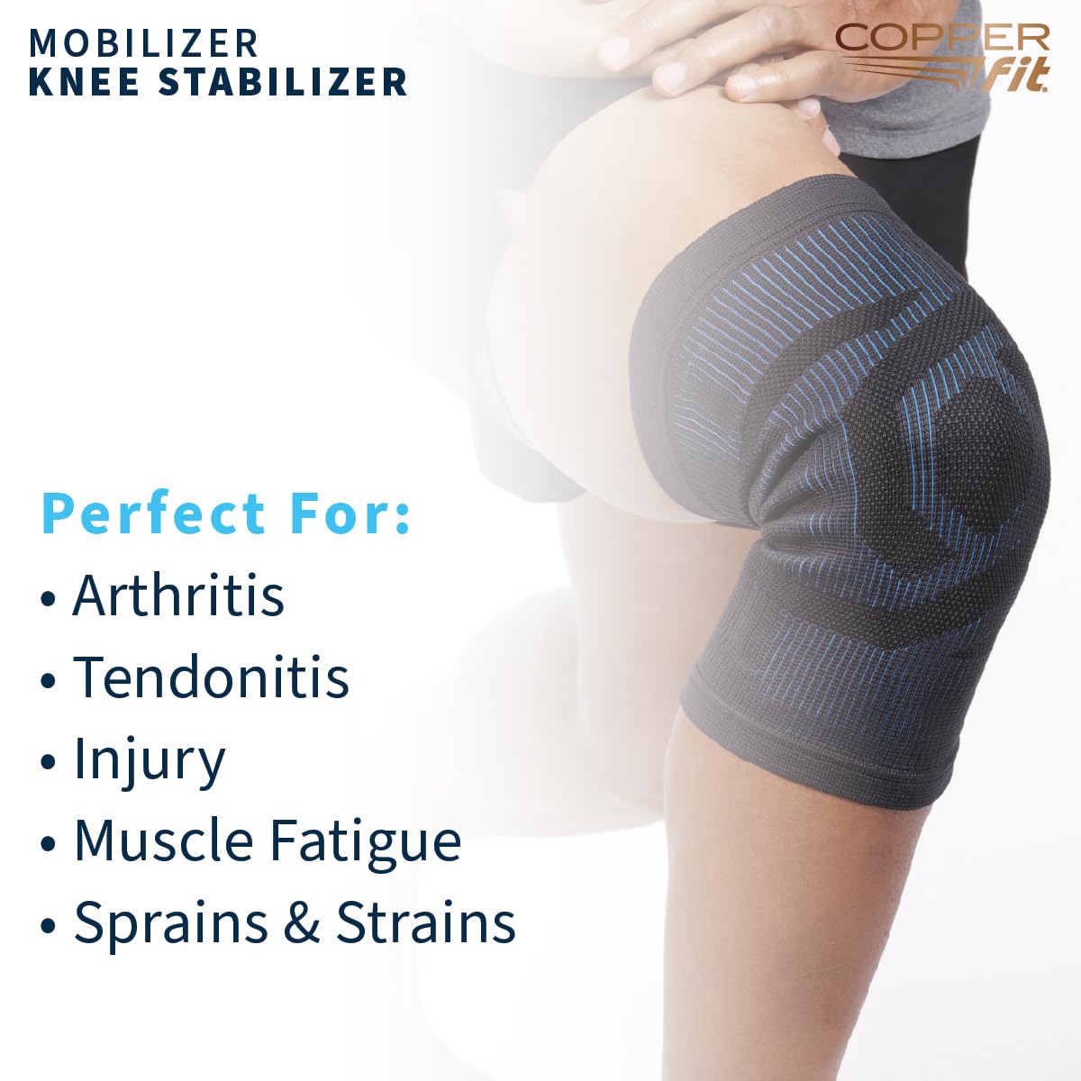 Copper Fit Mobilizer Knee Sleeve – ProSeries with Removable Side Stabilizers Knee Support for Advanced Recovery – Mobility, Knee Pain, Swelling, Inflammation, Circulation, Arthritis, Tendonitis (S/M) - Image 5