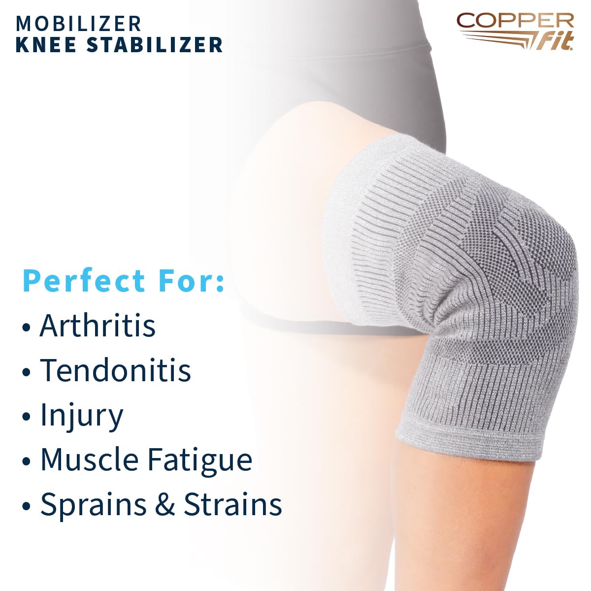Copper Fit Mobilizer Knee Sleeve – ProSeries with Removable Side Stabilizers Knee Support for Advanced Recovery – Mobility, Knee Pain, Swelling, Inflammation, Circulation, Arthritis, Tendonitis (S/M) - Image 5