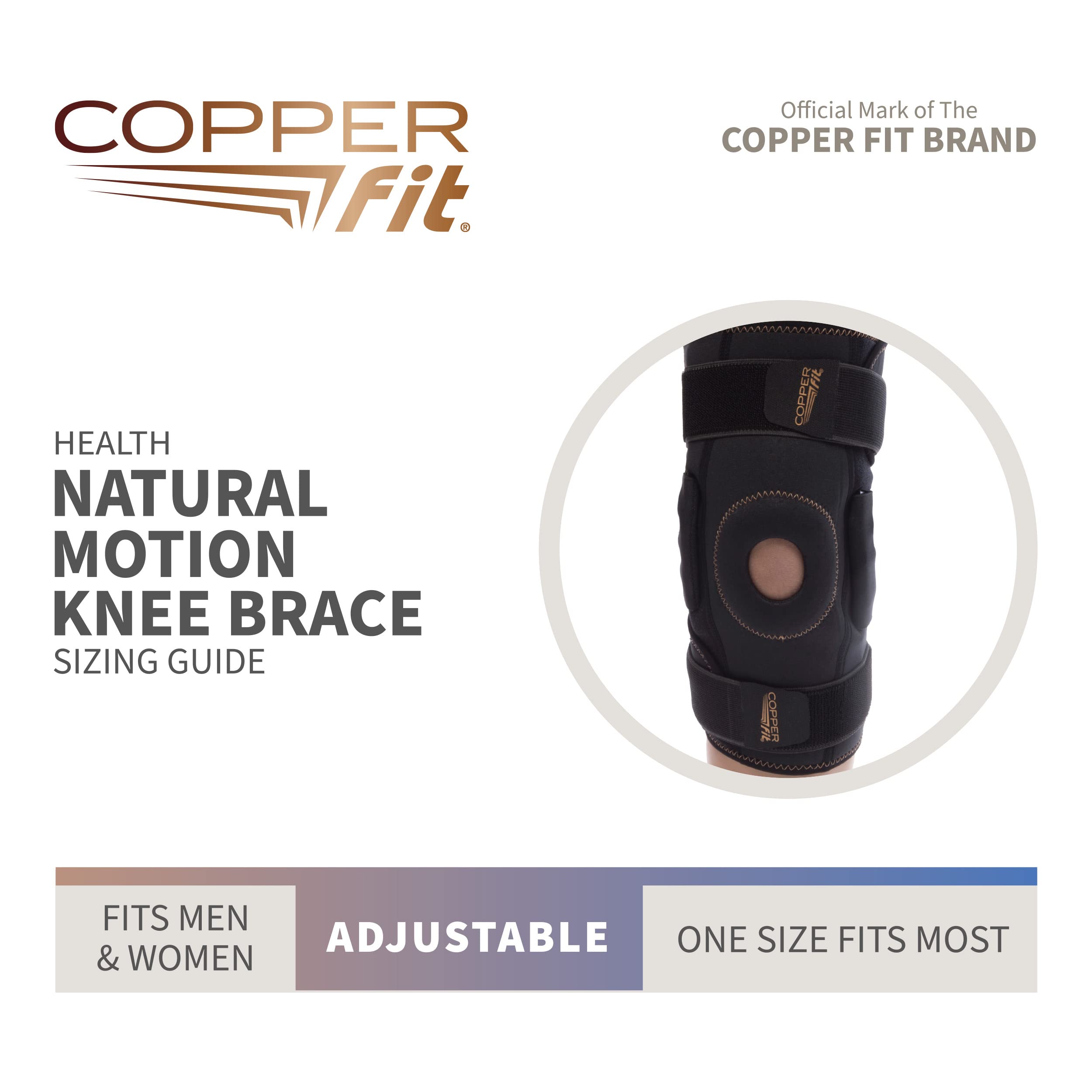 COPPER FIT® Natural Motion Knee Brace, TRI-PIVOT Hinge, Adjustable, One Size Fits Most - Image 3