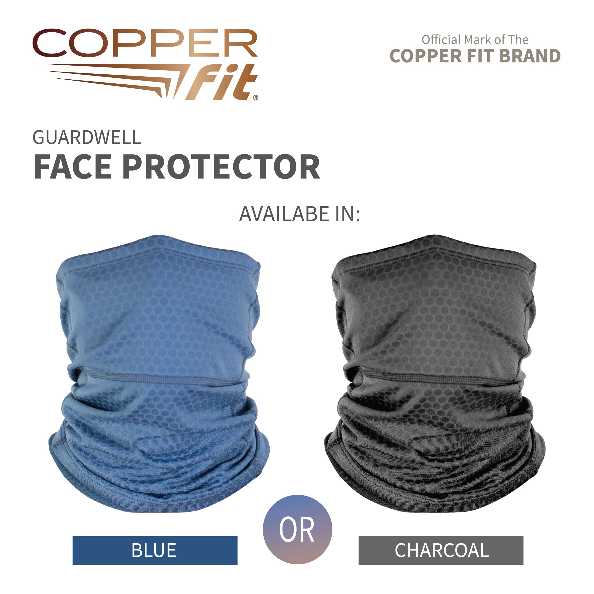 Copper Fit Unisex Adult Guardwell Face Cover and Neck Gaiter, Washable, Charcoal - Image 3