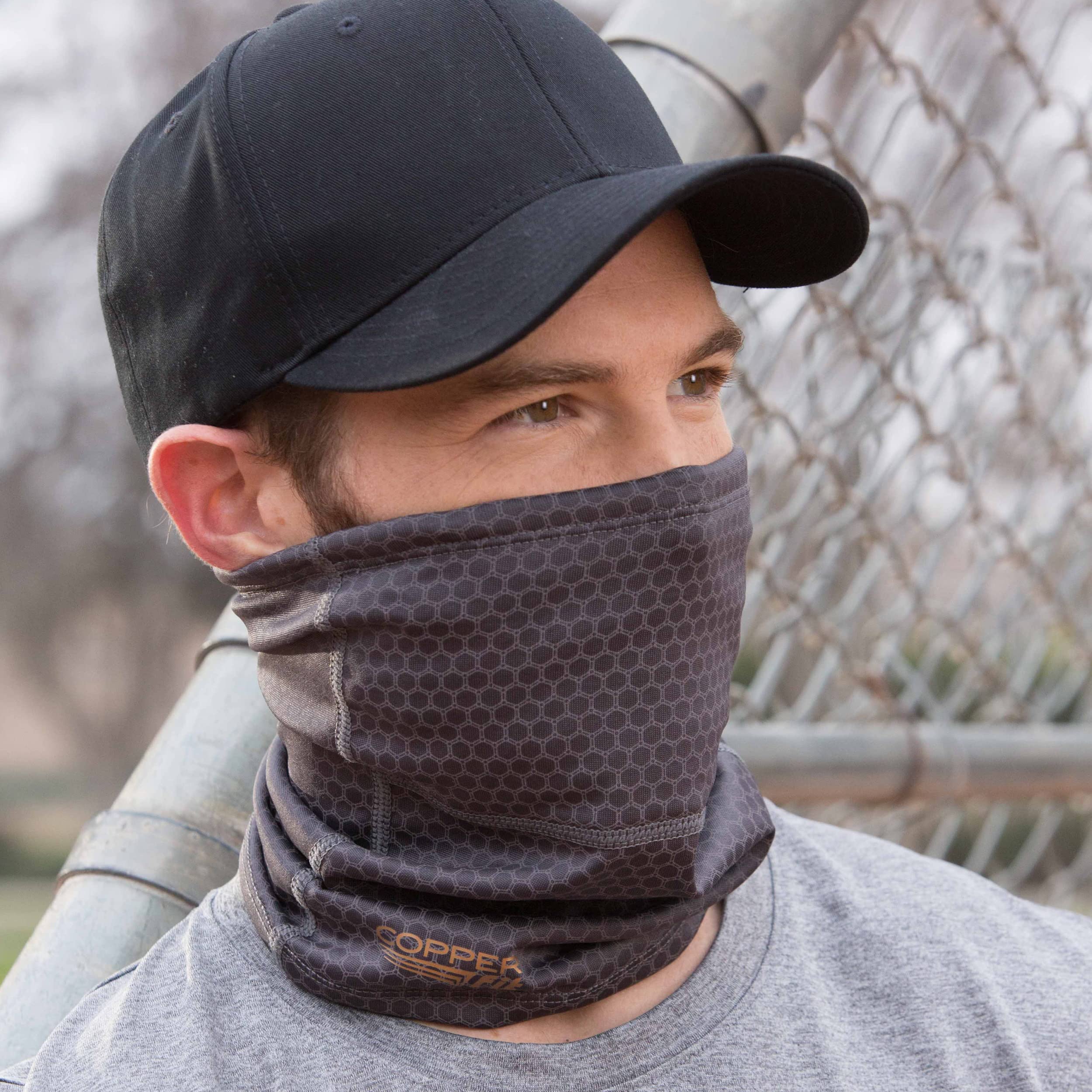 Copper Fit Unisex Adult Guardwell Face Cover and Neck Gaiter, Washable, Charcoal - Image 4